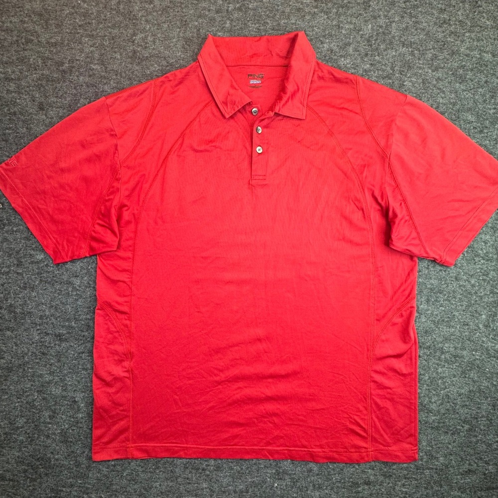 Ping Polo Shirt Mens Large Red Performance Dynamics Short Sleeve Golf Tee